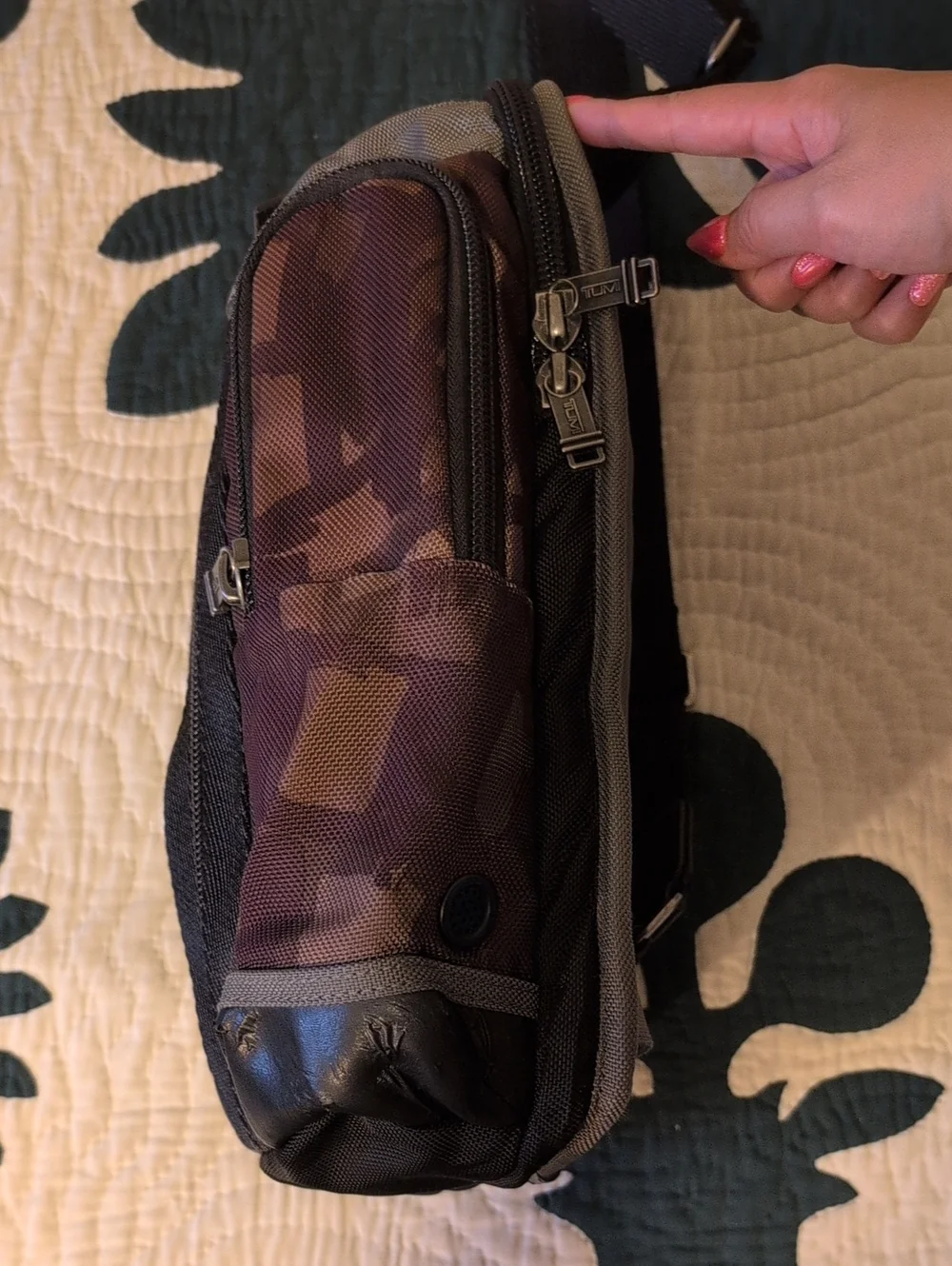Authentic Tumi Y2k Alpha Bravo Brown Tangerine Camo Sling Bag